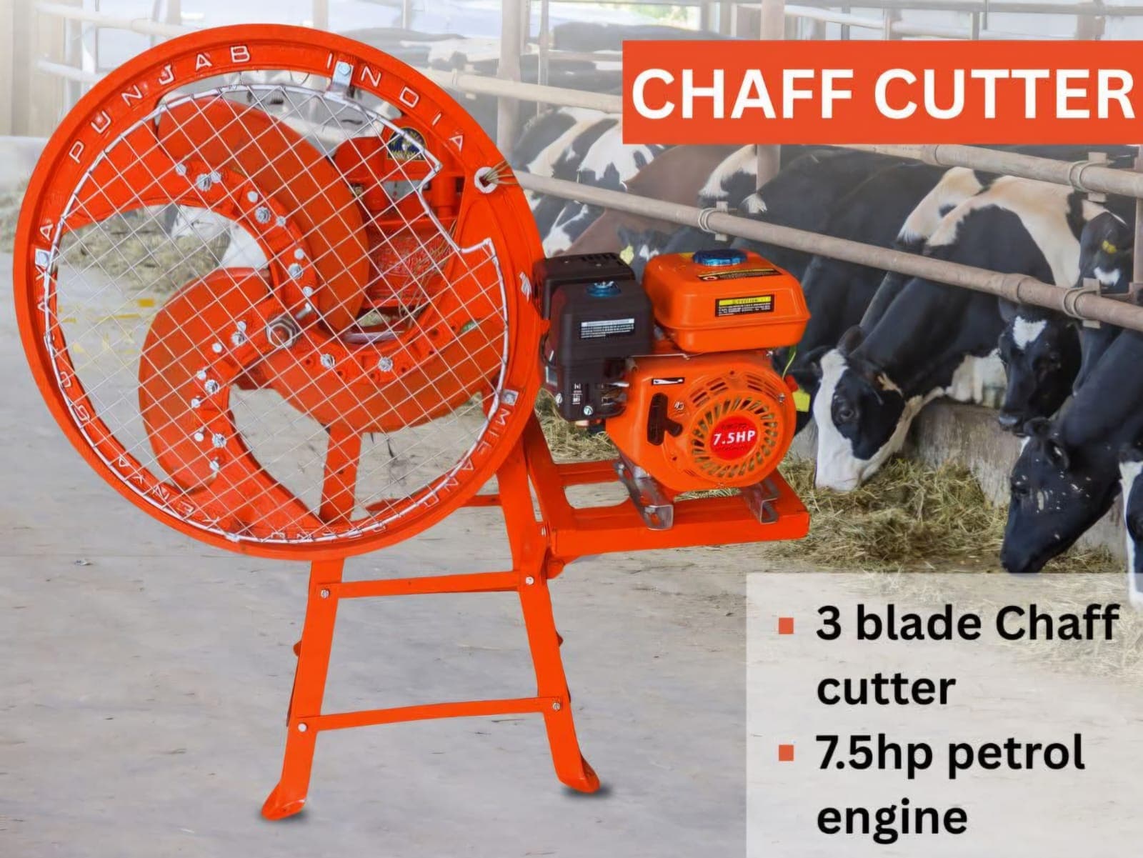 Petrol chaff cutter 3blade, 7.5hp, petrol engine unit